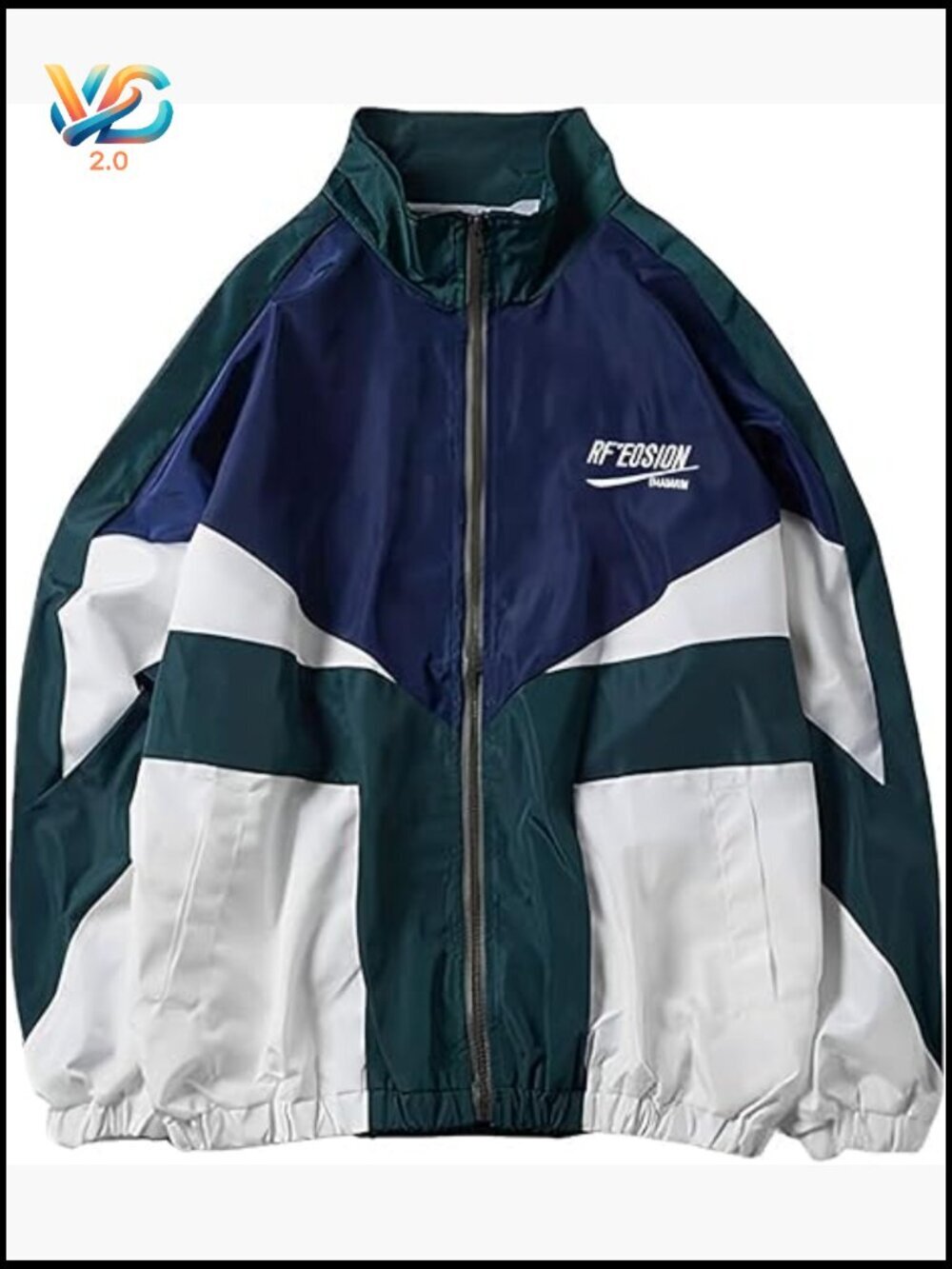 Oversized Y2K Windbreaker Jacket Vintage 90s Sport Coat Full Zip Long Sleeve